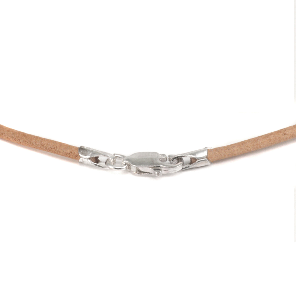 Chain & Clasps Leather Finished Necklace 1.5mm, 16" Natural